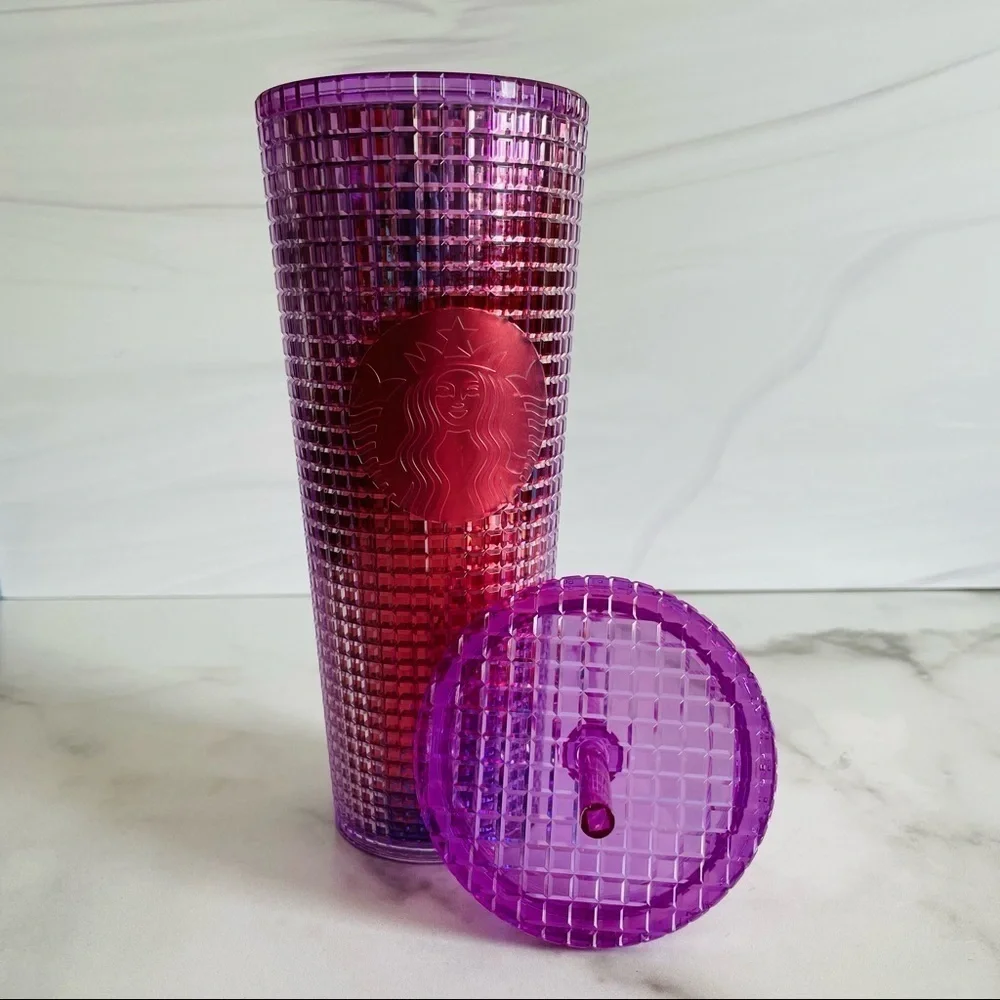 Starbucks Summer 2021 Pink/Purple Ombré Grid Vente Tumbler- 24oz